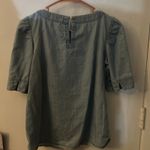 Loft  Ann Taylor Crewneck Denim Short Sleeve Blouse XS Casual Costal Cowgirl Photo 5