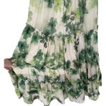 Jessie Liu Green Floral Silk Off Shoulder Tiered Midi Dress Size Medium Romantic Photo 13
