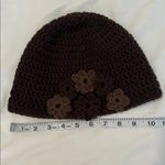 NWT Angela’s Designs crocheted handmade one of a kind brown hat 6 flower accents Photo 2