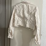 Free People  White Distressed Cropped Jacket Photo 6