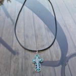 Handmade Y2K Punk Cross pendant PU leather necklace , Gothic Grunge Photo 5