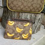 Coach Authentic Signature Coated leather BANANA zip top wristlet Photo 8