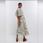 River Island  Puff Sleeve Paisley Midi Dress Nwt Sz 12 Photo 1