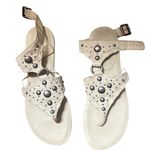 Vera Wang  Women's White Studded Leather Thong Sandals Casual Summer Photo 0
