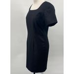 Vintage 90s Linen Mini Sheath Dress Short Sleeve Square Neck Black Womens XS Photo 3