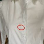 Active USA women's medium white collared 3/4 sleeve button down shirt blouse Photo 8