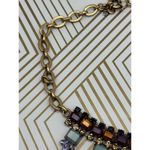 J.Crew Gold Tone, Blue, Purple & Amber Color Collar Crystal Statement Necklace Photo 5