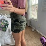 EXPRESS Green Camo Denim Mini Skirt Photo 1