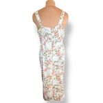 Abercrombie & Fitch XLP Floral Tulip Midi Dress Sage Green Pink White Bow Front Photo 7