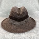 Adora Fedora Hat One Size Taupe Brown Wool Blend Felt Stripe Adjustable‎ Casual Photo 2