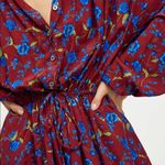 Free People  Flower Fields Mini Dress Small Burgundy Blouson Boho Bohemian NWT Photo 3