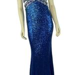 Faviana 7507 Royal Blue Sequenced sexy open back prom dress size 4 Photo 0