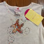 Quacker Factory  White Tank Top with Orange Sequin Starfish Photo 1