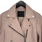 All Saints 8 Dalby Slim-Fit Leather Biker Jacket Misty Pink Zipper Moto Boho Photo 4