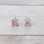 Dainty Pink Gem Stud Earrings Photo 0