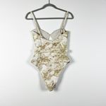 Devon Windsor Natalia One Piece Belted Metallic Swim Bathing Suit Prosecco Gold Photo 1