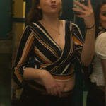 Fashion Magazine Deep V- neck cropped wrapped blouse  Photo 0