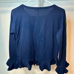 LC Lauren Conrad  Blue Embellished Ruffled Blouse Photo 1