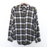 Zara Womens Shirt Size S Green Plaid Flannel Long Sleeve Beaded Grunge Indie Y2K Photo 0
