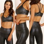 Beyond Yoga  Silver Twinkle Grey Sparkle Sports Bra Women Size Large Shine On NEW Photo 0