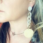 Long Acrylic disk and chain link earrings Photo 1