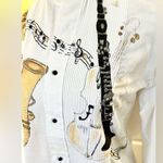 NEIL ALLYN Hand Painted Sax/Violin/Clarinet Chorus~Band~Jazz Tux Blouse Sz S White Photo 3