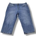 D. Jeans Size 8 W32"xL16.5" Capri Jeans Capris Capri Pants Stretch Blue Denim Pants Women's Photo 0