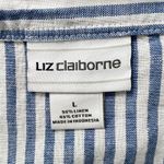 Liz Claiborne Striped Linen Blend Button Front Belted Midi Sundress Large travel Photo 3