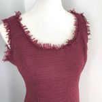 Worth New York Burgundy Tweed & Fringe Sheath Sleeveless Dress 8 Career Red Photo 1