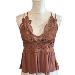 Rue 21 Babydoll Top Crop Ruffles Crochet Lace Criss Cross Back Y2K V Neck L Photo 1