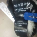 Love Token Scarf Black White Grey Kathleen Rabbit Pull Through OS Rex Rabbit Fur Photo 3