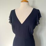 Dessy After 6 Midnight Navy Blue Ruffled Sleeve Bridesmaid Prom Dress Size 16 Photo 4