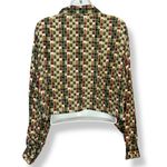 Vintage Blouse DIY Crop Top‎ Block Pattern Long Sleeve Funky Button Photo 2