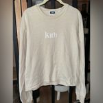 Kith  logo tee long sleeve beige sand ash crewneck top oyster mushroom pullover Photo 6