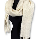 Gap Wool Blend Cream Fuzzy Knit Fringe Women's Scarf Winter Warm Soft Cozy Photo 0