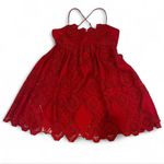 Maeve  Anthropologie Red Lace Summer Moon Dress Womens  Strappy babydoll 12 Photo 1