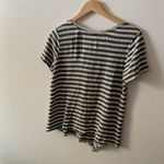 Skies Are Blue Linen Blend Ruffle Striped Top Grey White Size L Photo 4