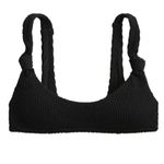J.Crew NWT Scrunchie Knotted Scoop Neck Black Textured Bikini Top Sz 3X Photo 2