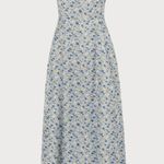 Rihoas Square Neck Floral Slit Maxi Dress Green Size M Photo 3