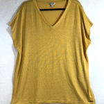 Orvis  XL Top Yellow Mustard V-Neck Stretch Soft Basic Shirt Tunic Dolman Sleeve‎ Photo 0