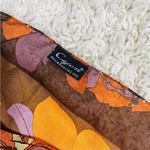 Retro Cejon Brown & Orange Floral Rectangle Neck Scarf Photo 3