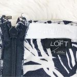 Loft Navy Blue Linen Blend Strapless Tapered Leg Jumpsuit Palm Print Size 0 Photo 7