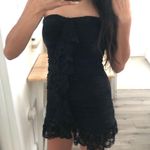 Forever 21 Black Strapless Vintage Lace Mini Dress with Ruffles size Small Photo 0
