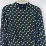 Saloni Rina Mini Dress Ruched Silk Iridescent Green Black Polka Dot NEW Womens 4 Photo 2