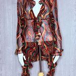 Truth NYC  tie dye 70s inspiredd swirl long sleeve short blouse ruffle detail sm Photo 0