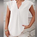 Staccato  women’s size small pullover ruffle sleeve tank top polka dot v-neck Photo 9