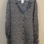 Marina Rinaldi Women Black White Printed Satin Top Size 20 Herringbone Photo 0