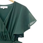 Arbor Naples Flutter Sleeve Wrap Maxi Dress in Forest Green Chiffon Size Small Photo 6