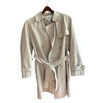 Worthington  Women's Ivory Trench Coat Size S Double-Breasted Belted‎ Photo 4