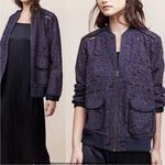 Elevenses EUC Anthro  Miranda Lace Bomber Jacket Purple Oversized Small Photo 1